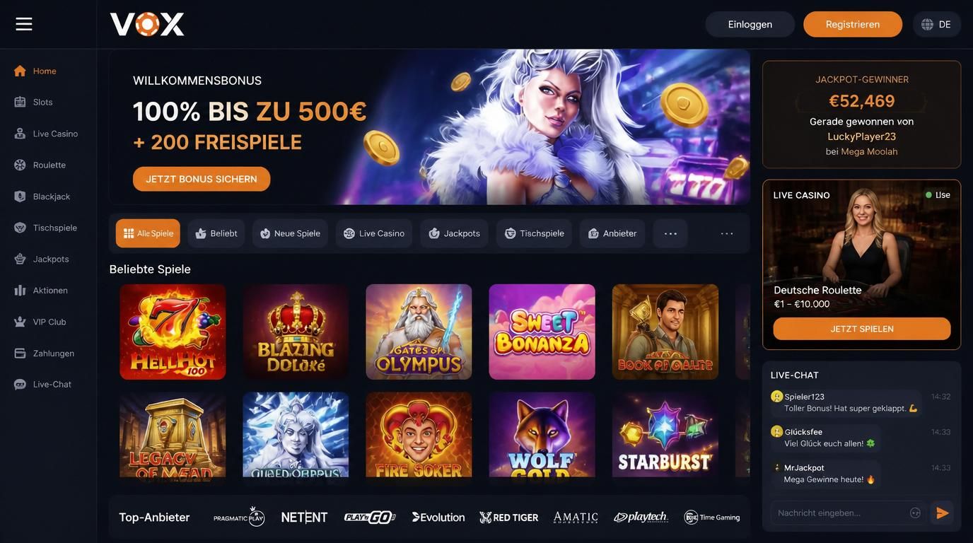 Vielfalt der Spiele und Live Casino Atmosphäre